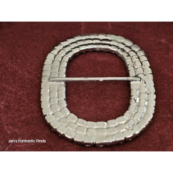 Vintage Oval Rhinestone Belt Buckle With Black & Clear‎ Stones - Picture 2 of 2